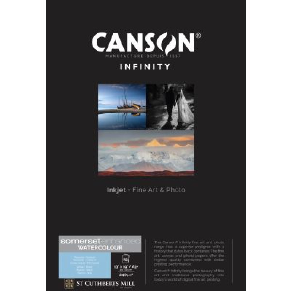 Somerset Enhanced Watercolour Rag 240 g/m²  boîte A3+ (32,9x48,3cm) 25 feuilles